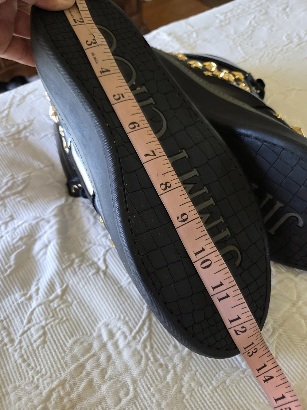 Jimmy Choo | Belgravia Black High-Top Sneakers with Gold Star Studs